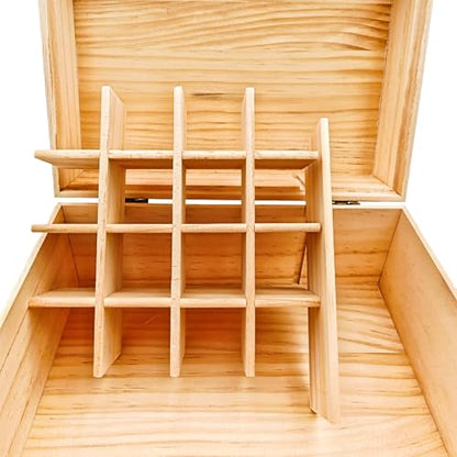 Anktily Unfinished Wooden Storage Organizer Box with Lid, Unpainted Wood Case Box for Small Keepsakes, Jewellery, Tea Bag Holder Case (17 Grids) - style: 17 Grids