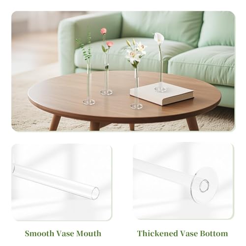 Glasseam Glass Bud Vase for Centerpieces, 16Pcs Clear Small Flower Vase Set | For Single Rose, 7.87" Tall, Skinny Cylinder, Modern, Table Decorations for Living Room, Kitchen, Wedding, Party, Baby Shower
