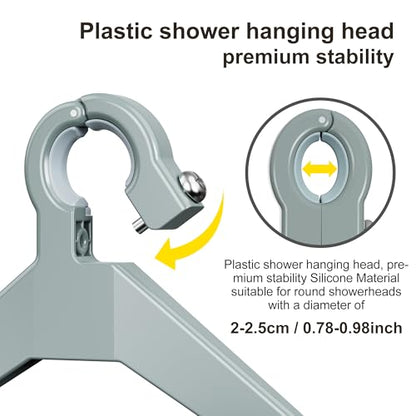 Orimade Adjustable Anti-slip Shower Caddy Overhead, Rustproof Hanging Shower Organizer With 2 Razor Hooks - No Drilling, 3-Tier Shelves, Silver Grey - color: Silver Grey