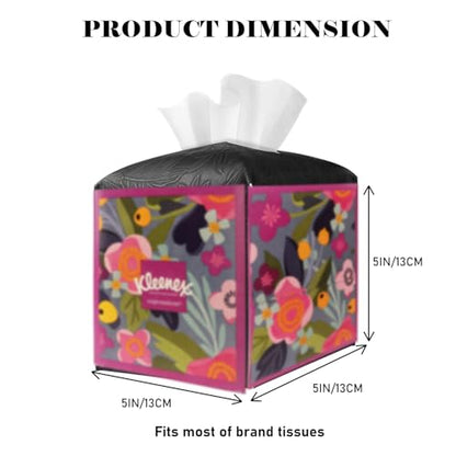 Tissue Box Holder Cover Square Tissue Cube Cover PU Leather Tissue Organizer with Bottom Belt for Bathroom, Tabletop, Kitchen, Night Stands, Office, Home, Car (1, Black) - color: Black
