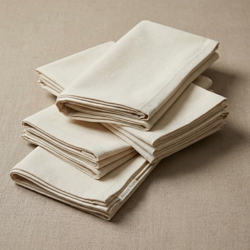 ACCENTHOME Accent Home 100% Cotton Napkins, Delicate Cloth Napkins for Dinners, Parties and Weddings，18 x 18 Inch Set of 6 - Natural | 100% Pure Cotton Napkins, Economy Pack, Multi Purpose Use, Machine Washable, Cotton - color: 17 - Natural - Twill, size: