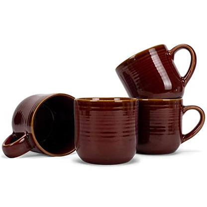 Elanze Designs Glossy Reactive Glaze Large 17 Fluid Ounce Everyday Kitchen Food Grade Ceramic Stoneware Coffee Mug Cup with Comfort Curved Handles, Set of 4, Burnt Auburn Red - color: Burnt Auburn Red