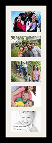 ArtToFrames Collage Photo Frame Single Mat with 5-5x7 Openings and Satin Black Frame. - color: 5 - 5x7 - (2363)