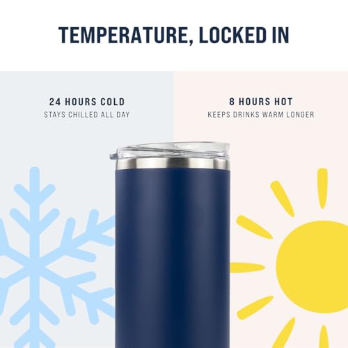 Hogg 20 oz Skinny - Navy Blue, Powder Coated Tumblers for Laser Engraving, Engravable Tumblers Bulk, Stainless Steel Cups Bulk, Insulated Cups with Lids - color: Navy Blue