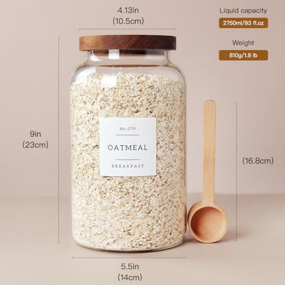 CZSZYGHBAO 2 PCS Large Glass Jar with Airtight Lid, Glass Food Storage Jars for Tea,Spice,Cereal, Egg,Flour,Coffee and More(98 FL OZ/2800 ml) - color: 2800ml
