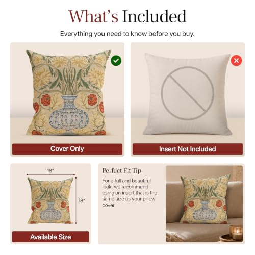 William Morris The Rose Tapestry Throw Pillow Cover 18 x 18 in - color: Yellow Rose