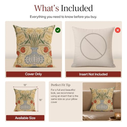 William Morris The Rose Tapestry Throw Pillow Cover 18 x 18 in - color: Yellow Rose
