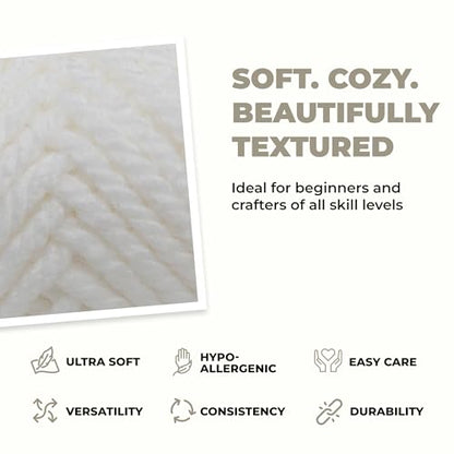 Mary Maxim Titan Bulky Yarn, Weight 5 Acrylic, Chunky Yarn for Crocheting and Knitting, Ideal for Thick, Soft Blankets, Throws, and Graph Style Sweaters, 80 Yards - White - 1 Skein - color: White