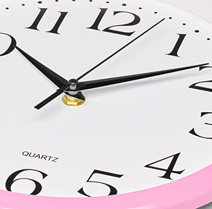 Bernhard Products Light Pink Wall Clock Silent Non Ticking - 10 Inch Quality Quartz Battery Operated Round Easy to Read Home/Kitchen/Office/Classroom/School Clock - color: Light Pink, size: 10 Inch
