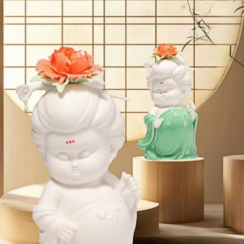 Animal Ornament Sculpture Ceramic Classical Ladies Living Room Wine Cabinet Tv Cabinet Desktop Figure Ancient Style Beauty Zen Ornaments White - color: White