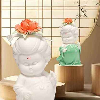 Animal Ornament Sculpture Ceramic Classical Ladies Living Room Wine Cabinet Tv Cabinet Desktop Figure Ancient Style Beauty Zen Ornaments White - color: White