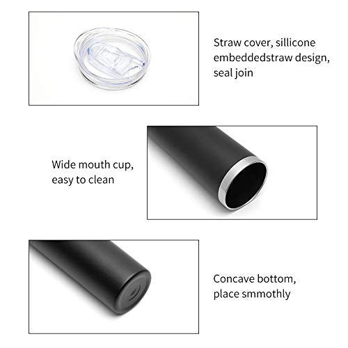HASLE OUTFITTERS 20 oz Skinny Tumblers Bulk Set, Stainless Steel Insulated Slim Tumblers with Lids, Reusable Double Wall Travel Coffee Mugs, Durable Powder Coated Travel Water Cups(Black, 8) - color: Black, size: 20 oz (8 Count)