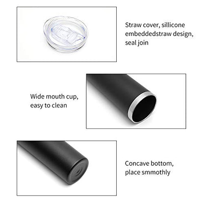 HASLE OUTFITTERS 20 oz Skinny Tumblers Bulk Set, Stainless Steel Insulated Slim Tumblers with Lids, Reusable Double Wall Travel Coffee Mugs, Durable Powder Coated Travel Water Cups(Black, 8) - color: Black, size: 20 oz (8 Count)