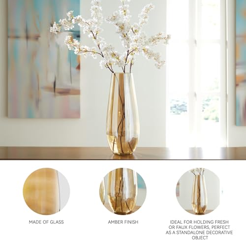 Signature Design by Ashley Rhettman Contemporary 18 in. Vase, Transparent Brown - size: 7.88" W x 7.88" D x 18" H