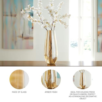 Signature Design by Ashley Rhettman Contemporary 18 in. Vase, Transparent Brown - size: 7.88" W x 7.88" D x 18" H