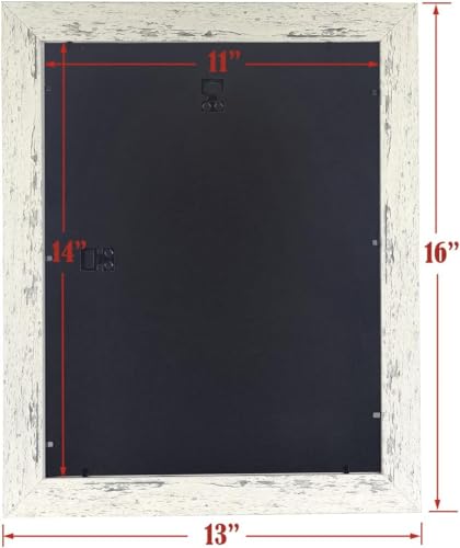 Rustic White Wooden 11x14 Picture Frame set of 2,Display 11x14 without Mat or 8x10 with Mat，Wall Gallery Photo Frames - color: White, size: 11x14 inches