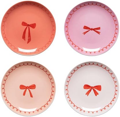 Jubilee Bowtique Porcelain Appetizer Plates, Set of 4 - color: Bowtique
