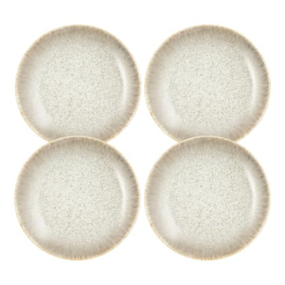 Yellowstone 4-Piece Rainwater Salad Plate Set – Durable Stoneware Plates with Reactive Glaze Finish, 8.25-Inch Diameter, Microwave & Dishwasher Safe – Rustic Modern Everyday Dinnerware