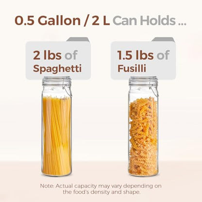 ComSaf Tall Glass Pasta Containers with Airtight Lids 68 oz 3 Pack Canister | Spaghetti linguine, Long pasta storage, Breadsticks, Vertical pantry organization, Cabinet organization, Dry food storage - size: 68oz 13" Tall*3