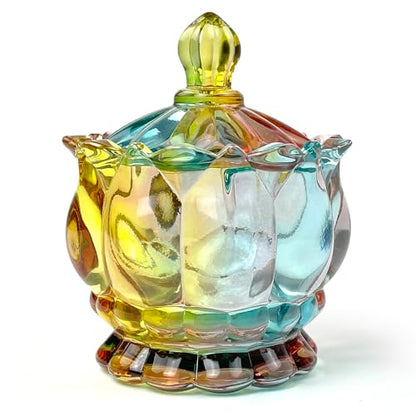 Colorful Crystal Glass Candy Snack Barrel Storage Jar Embossed Luxury Cookie Buffet Canister With Lids Jewelry Box Jar Biscuit Containers - color: Flower Throne