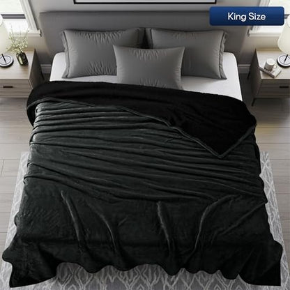 Utopia Bedding Reversible Plush Sherpa Blanket King Size Black, 90x102 Inch | Soft, Warm, Fleece, Bed, Sofa, Couch, Camping, Travel, Cozy, All Season - color: Black, size: King (90x102 Inch)