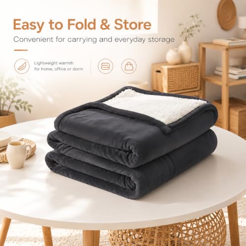 Electric Heated Blanket, Flannel and Sherpa, Full 72 x 84 in,Iron Gray | 9 heat settings | 1-10-hour timer | dual-sided comfort | machine washable | overheat protection - color: B-iron Gray, size: 72x84inches-Full