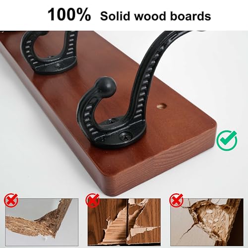 WEBI Rustic Coat Rack Wall Mount,35.43" Long 8 Cast Iron Coat Hooks Wall Mounted,Heavy Duty Wood Wall Coat Hanger Hooks for Hanging Coats,Jacket,Clothes,Backpack,Farmhouse,Cherry - color: Cherry, size: 35 Inch