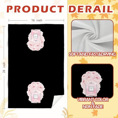 SPBL&L Pink and Black Hand Towels for Bathroom Set of 4, Women's Fashion Black Hand Towels for Bathroom, 16x24 Inches - color: Bathroom-black Five