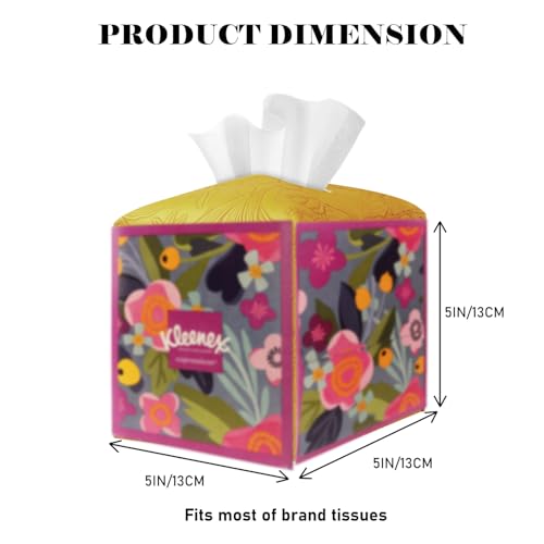 Square Tissue Cube Cover PU Leather Tissue Organizer with Bottom Belt for Bathroom, Tabletop, Kitchen, Night Stands, Office, Home, Car (RetroYellow) - color: Retroyellow