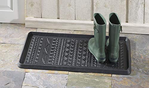 HF by LT Boho Rubber Boot, 32 x 16 inches, One-Piece Seamless Construction, Durable Vulcanized Rubber, Year Round Use Indoors or Outdoors, Black - color: Boho