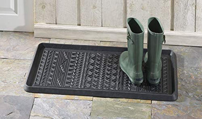 HF by LT Boho Rubber Boot, 32 x 16 inches, One-Piece Seamless Construction, Durable Vulcanized Rubber, Year Round Use Indoors or Outdoors, Black - color: Boho