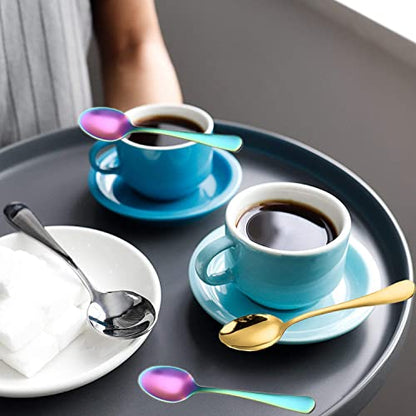 Demitasse Espresso Spoons,4.75inch Stainless Steel Coffee Spoons - color: Rainbow, size: 4.7Inch