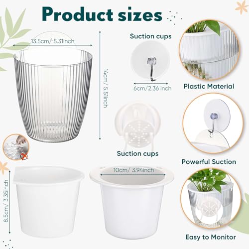 Hushee 4 Set Window Hanging Propagation Stations with Suction Cups Plastic Propagation Vases Propagated Plant Holder Wall Pots for Indoor Plants Office Home Garden Decoration Lover Gift (Clear) - style: Clear