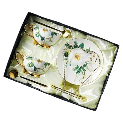 Strictly Bone China Coffee Cup and Saucer Set Ceramic British Afternoon Tea - color: C