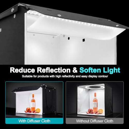 EMART Light Box Photography 14"x15" CRI>95 Photo Box for Photobooth Jewelry | 102 LEDs Lights,4 Color Backdrop,Portable & Sturdy,For Toys Watches Cosmetics Photo Studio Products Displays Photography