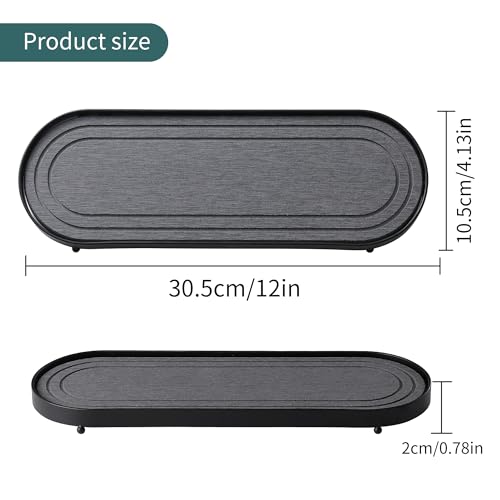 Water Absorbing Stone Tray, Fast Drying Sink Tray,Tray Coasters(Black) | Fast Drying Diatomite Stone Sink Tray Coasters, sink organizer,bathroom counter tray,tray Hand Soap Dish & Holders - color: Black