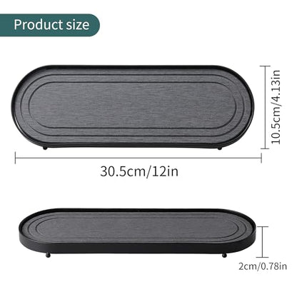 Water Absorbing Stone Tray, Fast Drying Sink Tray,Tray Coasters(Black) | Fast Drying Diatomite Stone Sink Tray Coasters, sink organizer,bathroom counter tray,tray Hand Soap Dish & Holders - color: Black