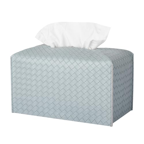 Tissue Box Cover Rectangle Leather Facial Paper Holder, PowderBlue | PU Leather，Easy to Fill, Easy Clean, Decorative Cube Tissue Box Holder for Office, Bathroom,Kitchen, Living room, Guest room - color: Powderblue, size: rectangle