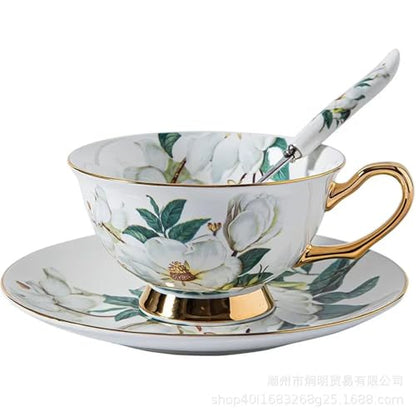 Strictly Bone China Coffee Cup and Saucer Set Ceramic British Afternoon Tea - color: B