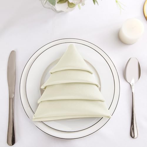 Bailarina Cloth Napkins Set of 80,17x17 inches Dinner Napkins Cloth Washable,Polyester Square Table Cloth Napkin Bulk with Hemmed Edges Ideal for Banquets, Parties and Weddings-Ivory - color: Ivory