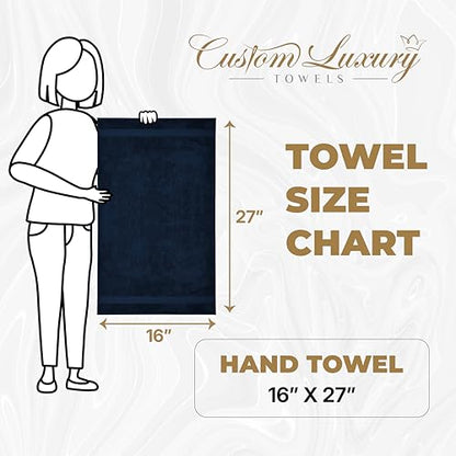 Blue Hand Towels for Bathroom with Monogram | Luxury Cotton Turkish Towels | Embroidered in USA | Set of 2 | Choose Set Color and Letter | A - Z | Modern Font - color: Blue