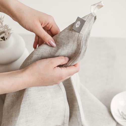 Pure Linen Flax Washcloths – 4-Pack Natural Dish Towels Set – Linen Tea Towel Cloth Napkins – Small Hand Towels for Kitchen – Durable, Lint-Resistant, Highly Absorbent