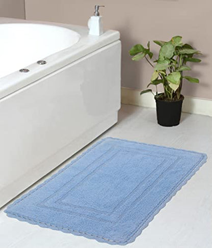 Home Weavers Casual Elegance Reversible Bathmat 100% Cotton Bathroom Rugs Set, Washable Rug, Extra Soft and Absorbent Bath Rug, Kitchen Mat, Bath Mat Set, Non Slip Mat, 21"x34" Rectangle, Blue - color: Blue, size: 1'9" x 2'10" (Rectangular)