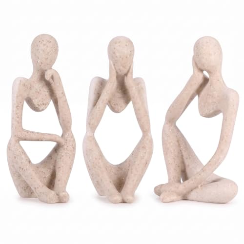3 Pack Abstract Figure Sculptures,Art Ornament,Shelf Accent, Table Centerpiece, Office Accessory for Home Living Room Study Commercial Interior Display - color: Sandstone