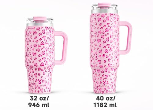 Meoky 40 oz Tumbler with Handle and Straw, Insulated Tumbler with Lid and Straw, Stainless Steel Travel Mug, Keeps Cold for 34 Hours, 100% Leak Proof, Fits in Car Cup Holder (Love) - color: Love, size: 40 Ounces
