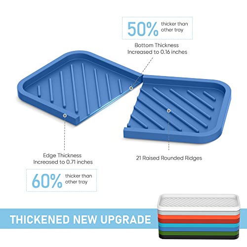 Silicone Sponge Holder-Large Thick Durable 10" Sink Organizer Tray-Kitchen | Thick Durable Sponge Caddy, Large Sink Tray, Dish Soap & Scouring Pad Holder, Countertop Drip Tray, Easy Clean, Rust-Proof - color: E-bu, size: 10x5.1inch