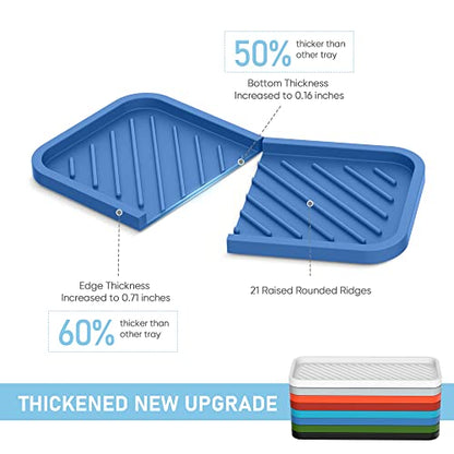 Silicone Sponge Holder-Large Thick Durable 10" Sink Organizer Tray-Kitchen | Thick Durable Sponge Caddy, Large Sink Tray, Dish Soap & Scouring Pad Holder, Countertop Drip Tray, Easy Clean, Rust-Proof - color: E-bu, size: 10x5.1inch