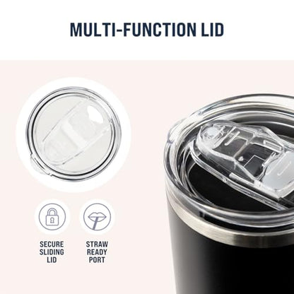 Hogg 20 oz Skinny - Black, Powder Coated Tumblers for Laser Engraving, Engravable Tumblers Bulk, Stainless Steel Cups Bulk, Insulated Cups with Lids - color: Black