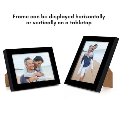 Americanflat 3x4 Picture Frame - Slim Molding - Black | Wall or tabletop display with included easel, secure turn-tab backing, fits photos, posters and art - color: Black, size: 3x4