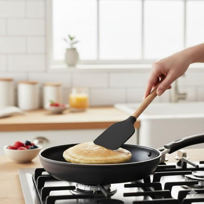Silicone Cooking Utensils Kitchen Utensil Set - 446°F Heat Resistant Silicone Kitchen Utensils Set, Spatula,Turner Tongs, Spoon, Whisk,Kitchen Gadgets for Nonstick Cookware, BPA Free (Black) - color: Black